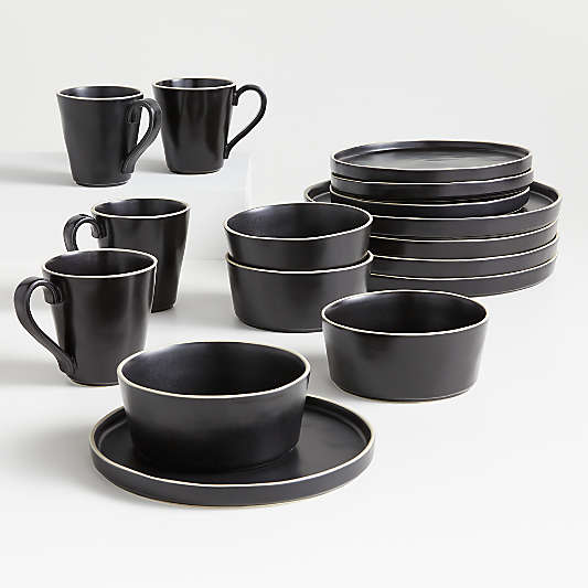 Sloan 16-Piece Black Dinnerware Set