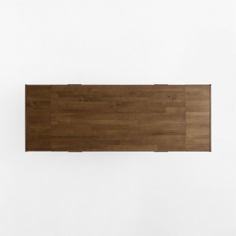 Silvan 82"-110" Burnished Brass and Warm Brown Oak Wood Extendable Dining Table - image 5 of 7
