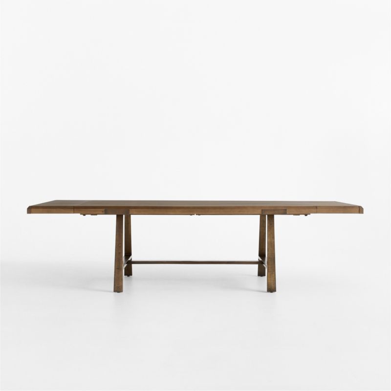 Silvan 82"-110" Burnished Brass and Warm Brown Oak Wood Extendable Dining Table - image 3 of 7