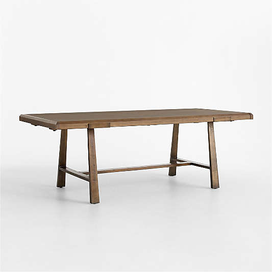 Silvan 82"-110" Burnished Brass and Warm Brown Oak Wood Extendable Dining Table