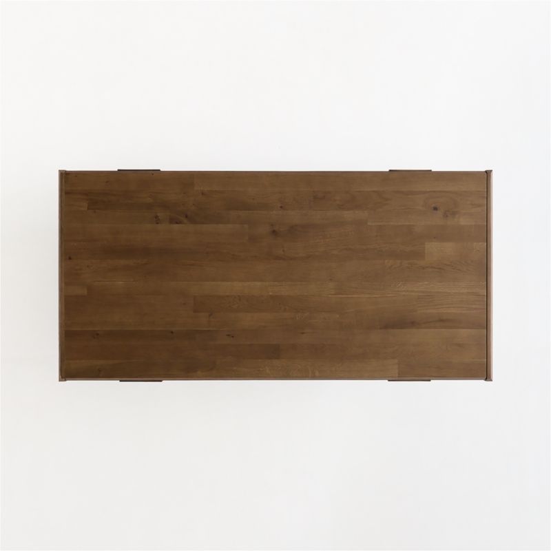 Silvan 82"-110" Burnished Brass and Warm Brown Oak Wood Extendable Dining Table - image 4 of 7