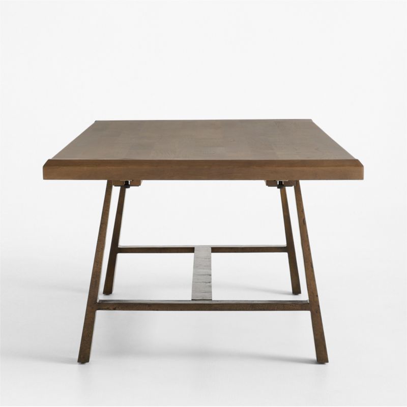 Silvan 82"-110" Burnished Brass and Warm Brown Oak Wood Extendable Dining Table - image 2 of 7