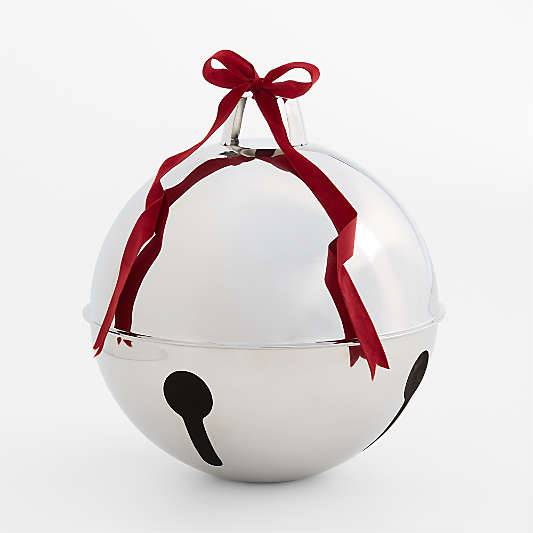 Decorative Silver Metal Holiday Bells, Large 15"