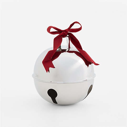 Decorative Silver Metal Holiday Bells, Small 7.5"