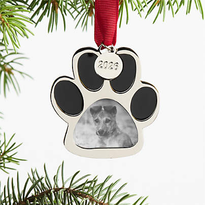Silver Paw Print 2026 Frame Christmas Tree Ornament