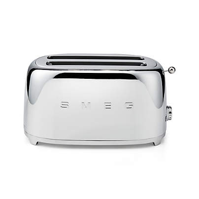 SMEG Silver 4-Slice Long Slot Retro Toaster