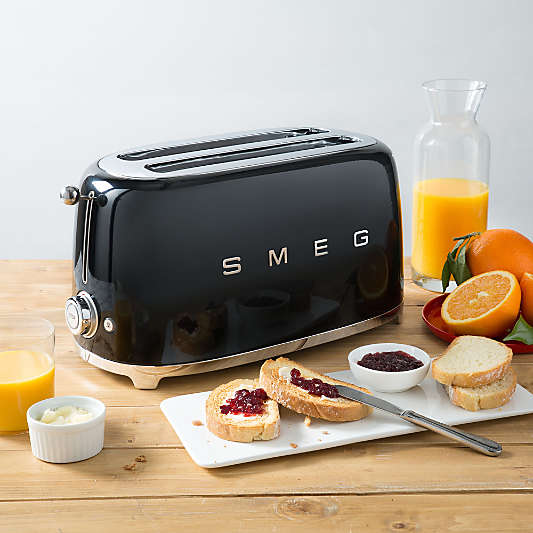 SMEG Black 4-Slice Long Slot Retro Toaster