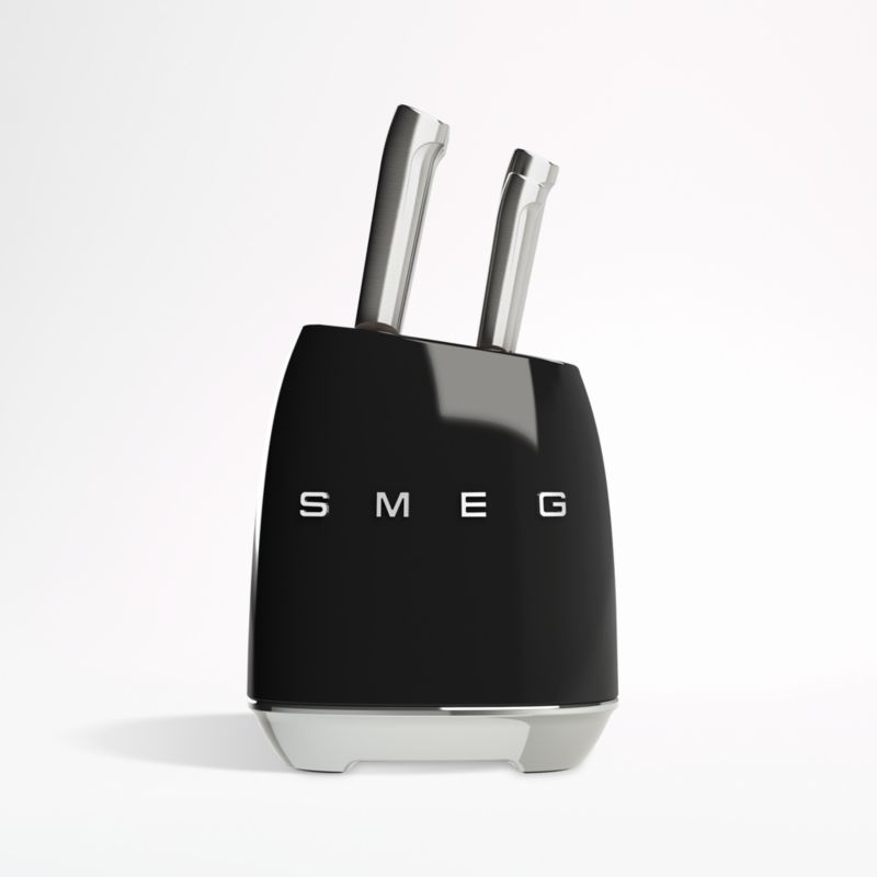 Smeg 50s Retro-Style 6-Piece Knife Block Set in Black - KBSF01BL