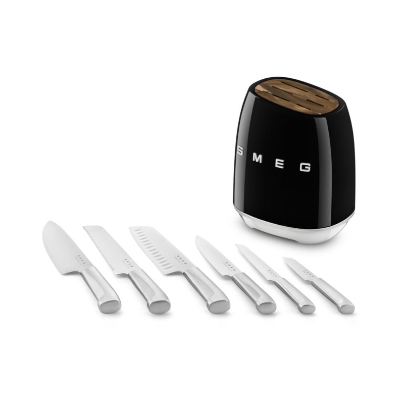 Smeg Black 7-Piece Knife Block Set KBSF01BL. 812895022193