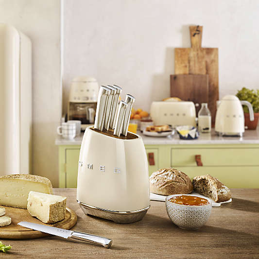 SMEG Creme 7-Piece Knife Block Set