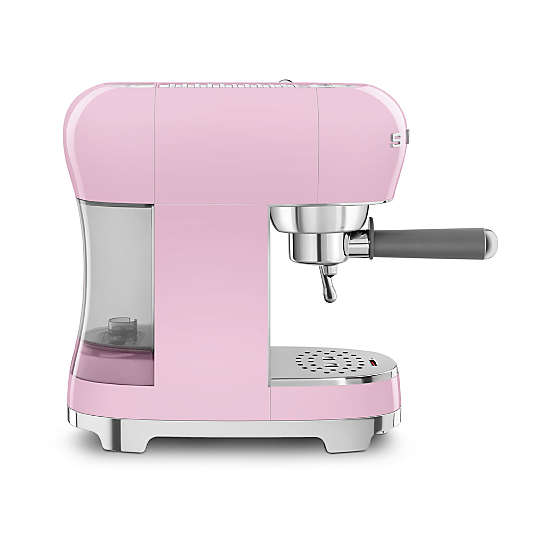 SMEG Pink Retro Manual Espresso Machine with Steam Wand