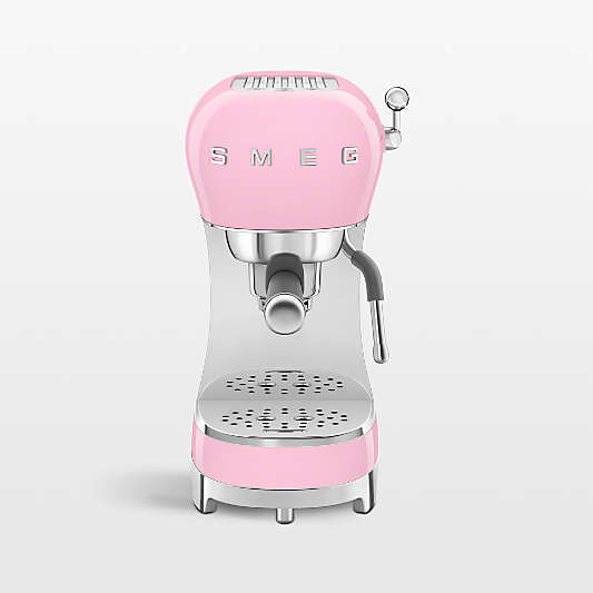 SMEG Pink Retro Manual Espresso Machine with Steam Wand
