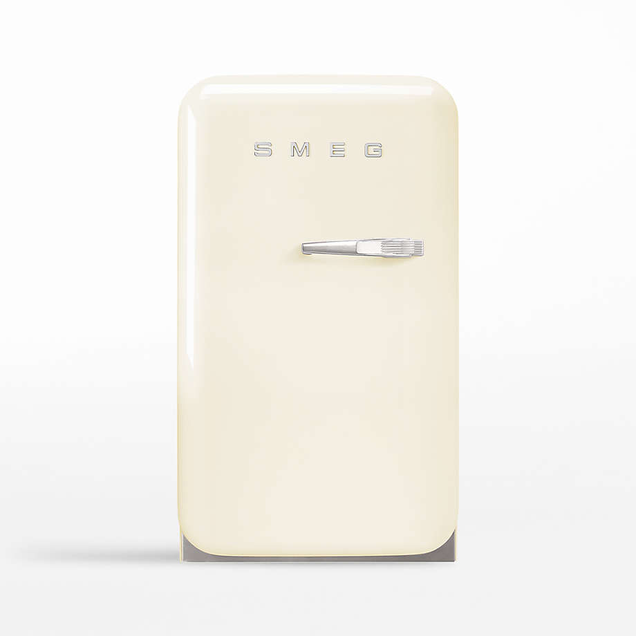 Smeg Cream Mini Left-Hinge Refrigerator | Crate & Barrel