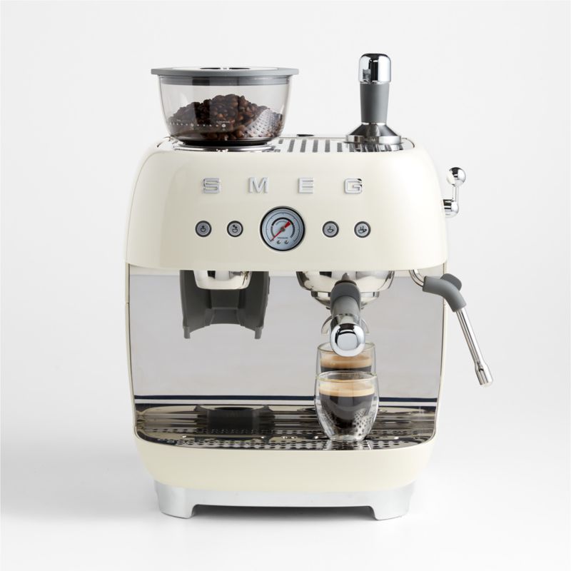 SMEG Cream Semi Automatic Coffee and Espresso Machine with Milk Frother Reviews Crate Barrel