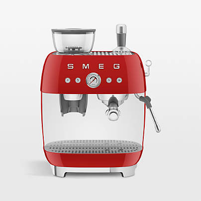 SMEG Red Semi-Auto Coffee and Espresso Machine with Milk Frother