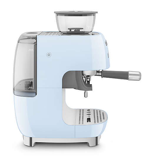 SMEG Pastel Blue Semi-Automatic Espresso Machine with Milk Frother