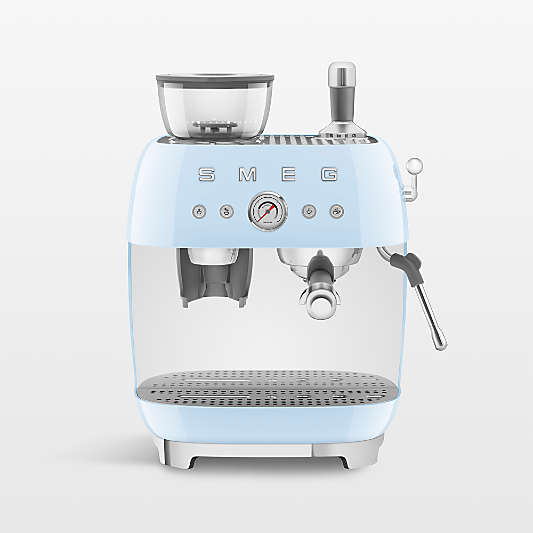 SMEG Pastel Blue Semi-Automatic Coffee and Espresso Machine with Milk Frother