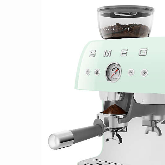 SMEG Pastel Green Semi-Automatic Espresso Machine with Milk Frother