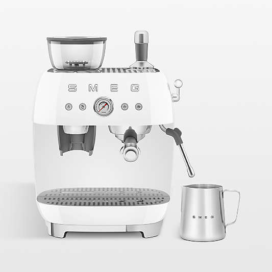 SMEG White Semi-Automatic Espresso Machine with Milk Frother