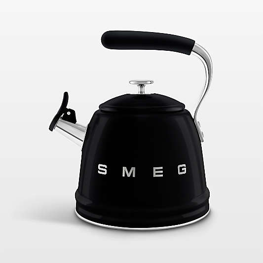 SMEG Black Retro Whistling Stovetop Kettle