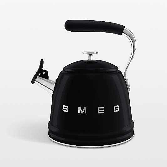 SMEG Black Retro Whistling Stovetop Kettle