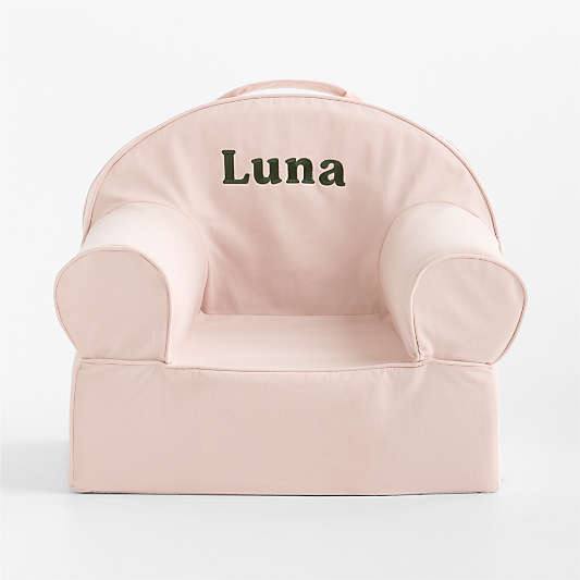 Small Soft Pink Organic Cotton Kids Lounge Nod Chair