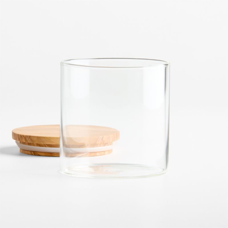 Small Round Glass Canister with Olivewood Lid - image 2 of 6