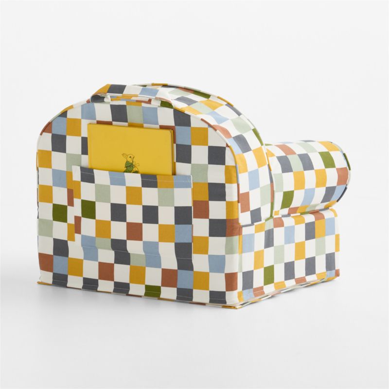 Small Riverstone Checkered Organic Cotton Kids Lounge Nod Chair - image 2 of 5
