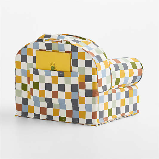 Small Riverstone Checkered Organic Cotton Kids Lounge Nod Chair