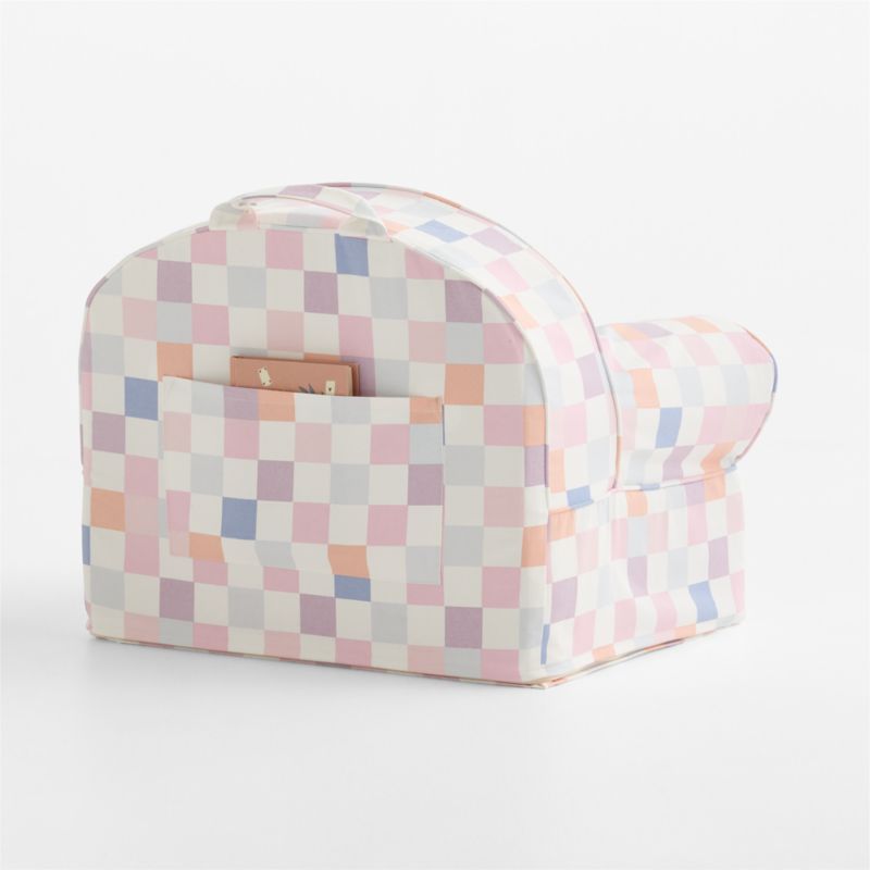 Small Sherbet Checkered Organic Cotton Kids Lounge Nod Chair Cover - image 2 of 5