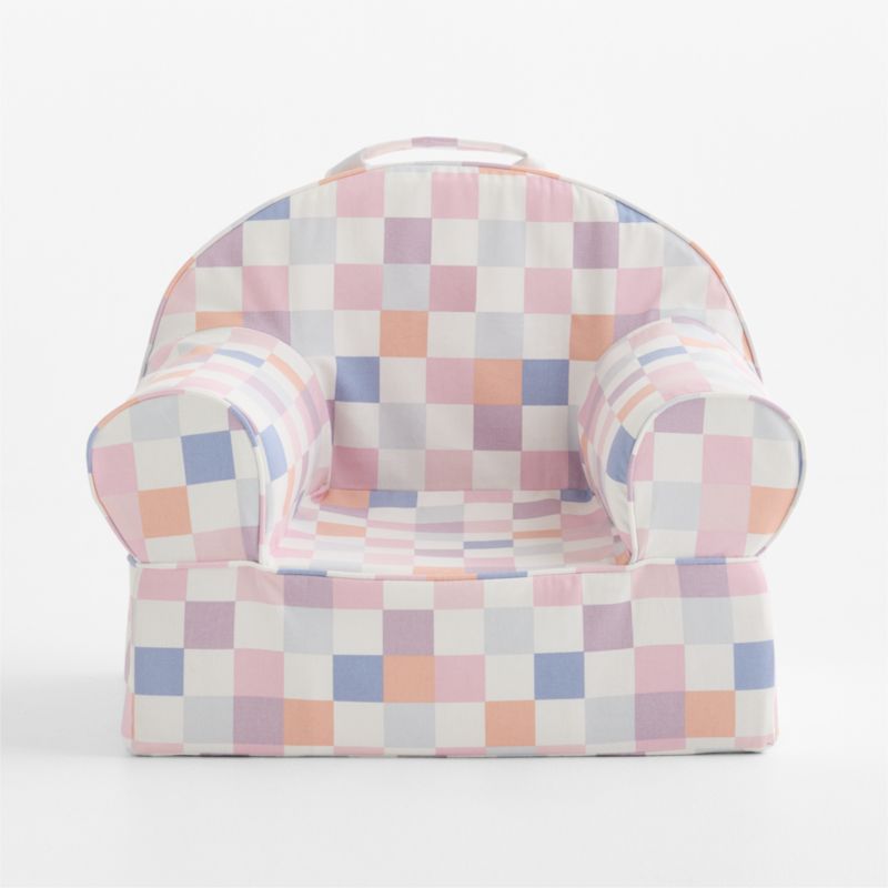 Small Sherbet Checkered Organic Cotton Kids Lounge Nod Chair Cover - image 1 of 5
