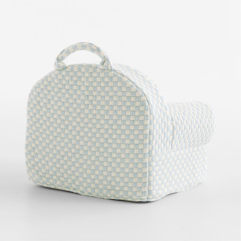 Small Sky Blue Checkered Matelass Kids Lounge Nod Chair Cover - image 2 of 5