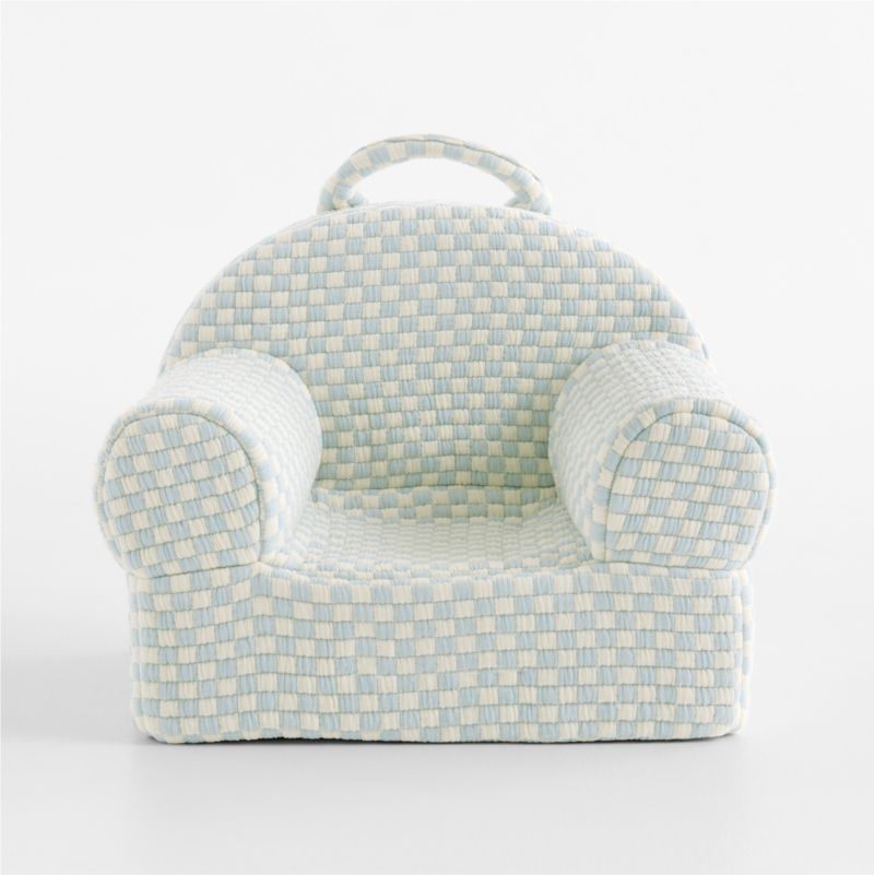 Small Sky Blue Checkered Matelass Kids Lounge Nod Chair Cover - image 1 of 5