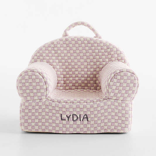 Small Sunset Purple Checkered Matelass Kids Lounge Nod Chair