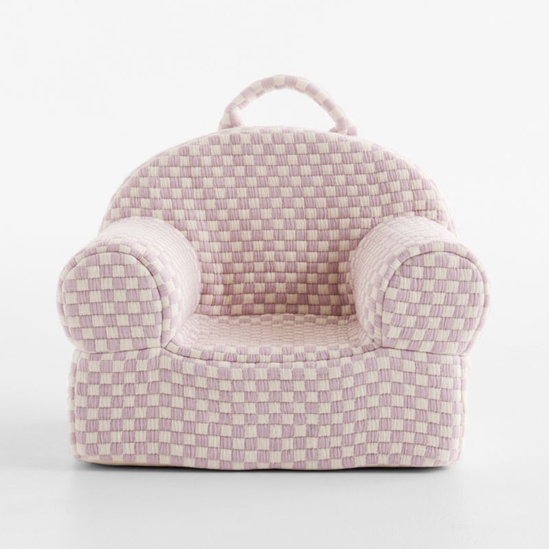 Small Sunset Purple Checkered Matelass Kids Lounge Nod Chair - image 1 of 5