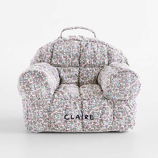 Small Sunset Purple Floral Puffy Cotton Kids Lounge Nod Chair