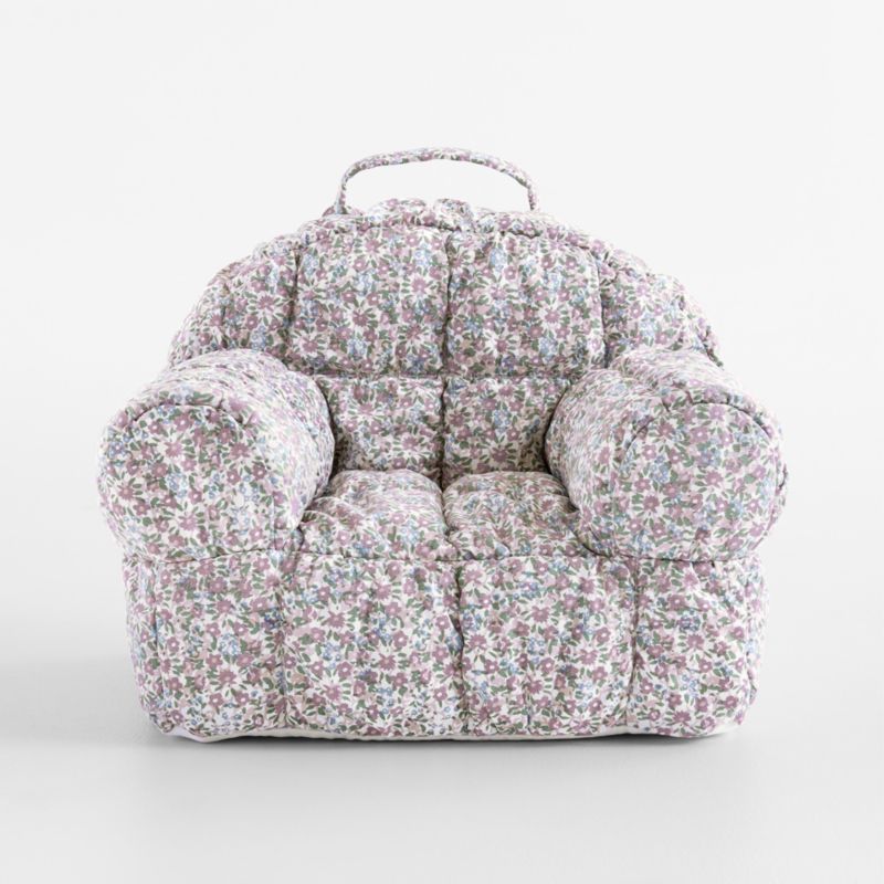 Small Sunset Purple Floral Puffy Cotton Kids Lounge Nod Chair - image 2 of 5