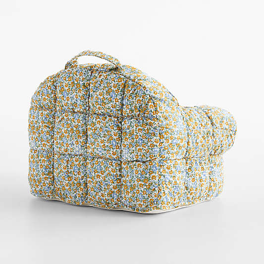 Small Savannah Yellow Floral Puffy Cotton Kids Lounge Nod Chair