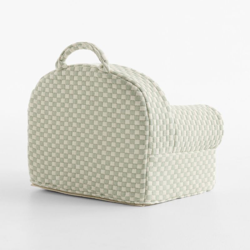 Small Verte Green Checkered Matelass Kids Lounge Nod Chair Cover - image 2 of 5