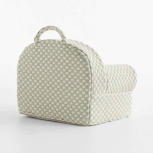 Small Verte Green Checkered Matelass Kids Lounge Nod Chair