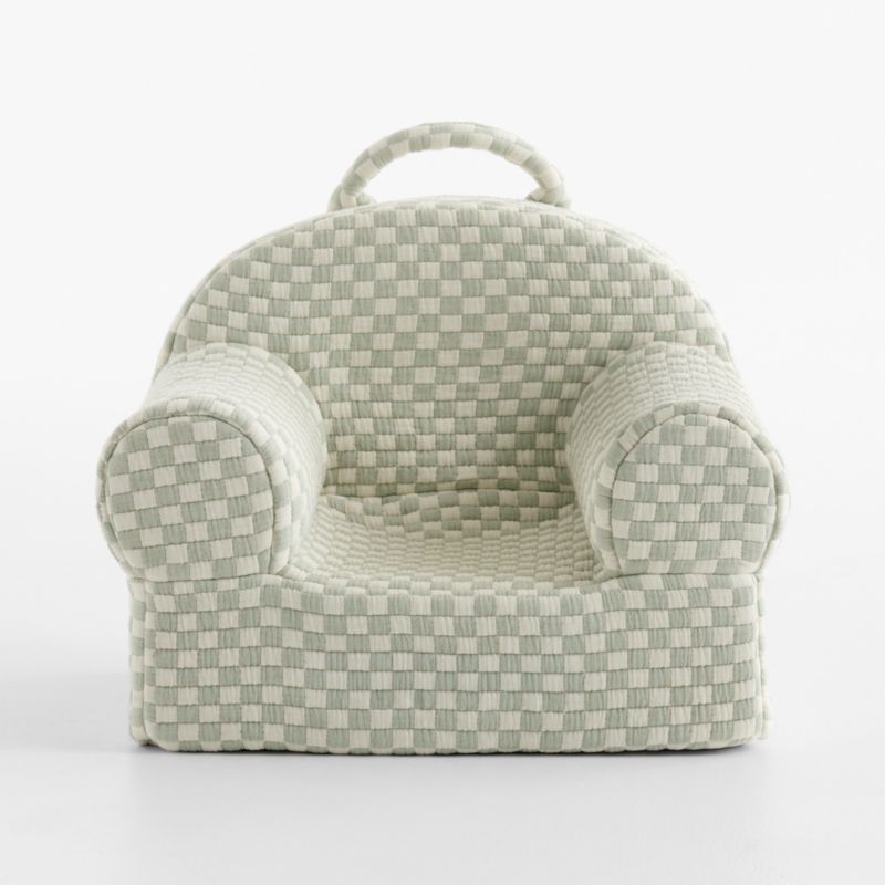 Small Verte Green Checkered Matelass Kids Lounge Nod Chair Cover - image 1 of 5