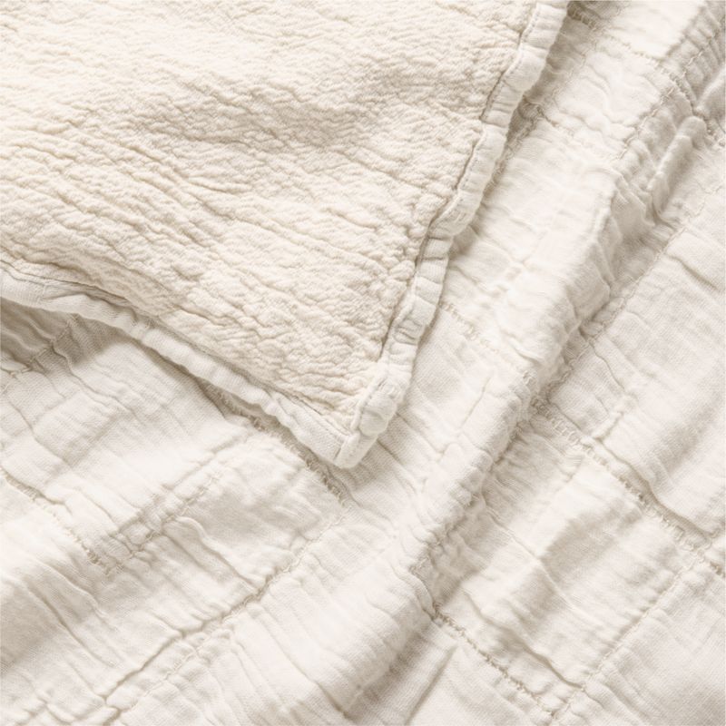 Smocked Organic Cotton Natural Beige Full/Queen Bed Blanket - image 4 of 5