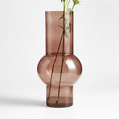 View Cleone Smoke Brown Glass Squat Vase 17.3" details