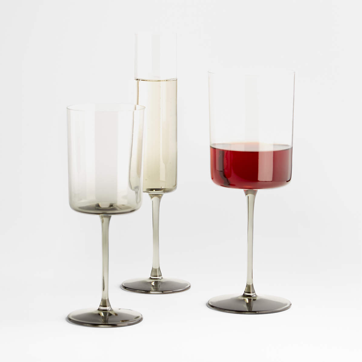 GWN3578 Smoked Square Shaped Wine Glasses - The Westview Shop