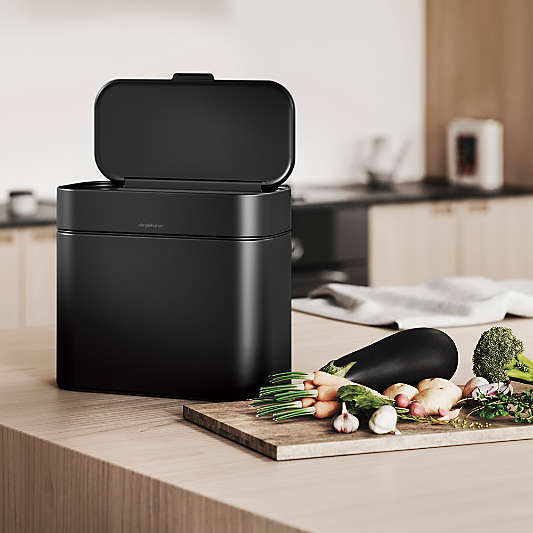 Simplehuman 4 Liter Compost Caddy, Matte Black Steel