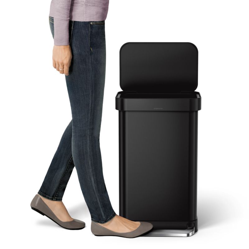 simplehuman ® Matte Black Stainless Steel 45-Liter Rectangular Step Trash Can