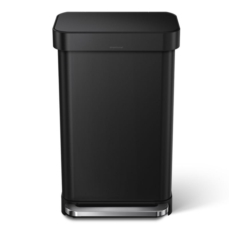 simplehuman ® Matte Black Stainless Steel 45-Liter Rectangular Step Trash Can