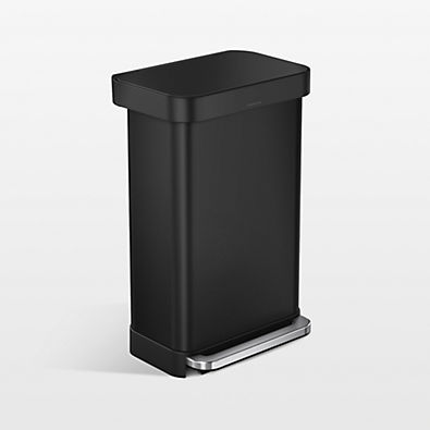 View Simplehuman 45 Liter Rectangular Kitchen Trash Can with Liner Pocket, Matte Black Steel details