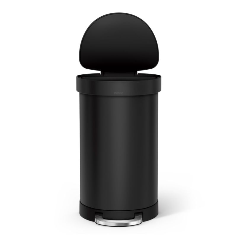 simplehuman ® Matte Black Stainless Steel 45-Liter Semi-Round Step Trash Can