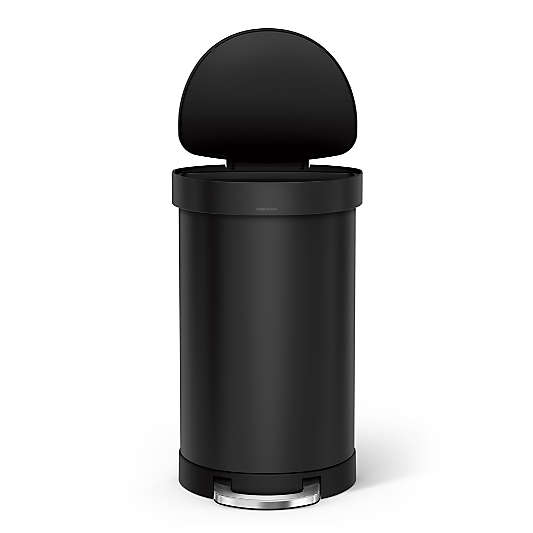 simplehuman ® Matte Black Stainless Steel 45-Liter Semi-Round Step Trash Can